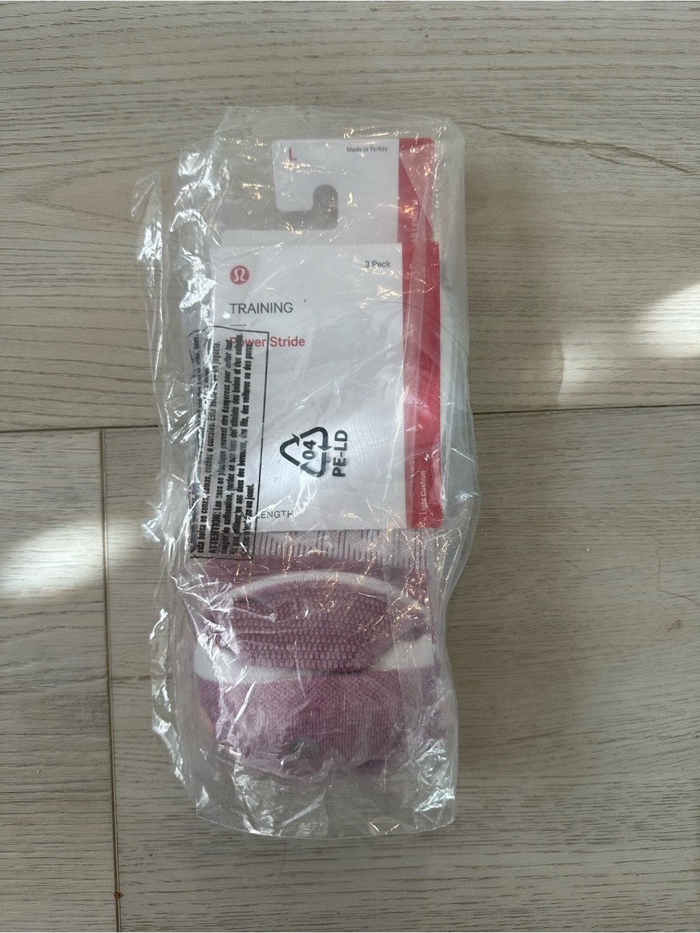 Lululemon Power Stride Tab Socks 3 Pack Pink White Training Size Large NWT